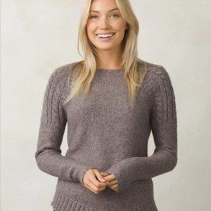 prAna Pia Mute Truffle Oversized Knit Sweater Grey Wool Cotton Blend Size XS